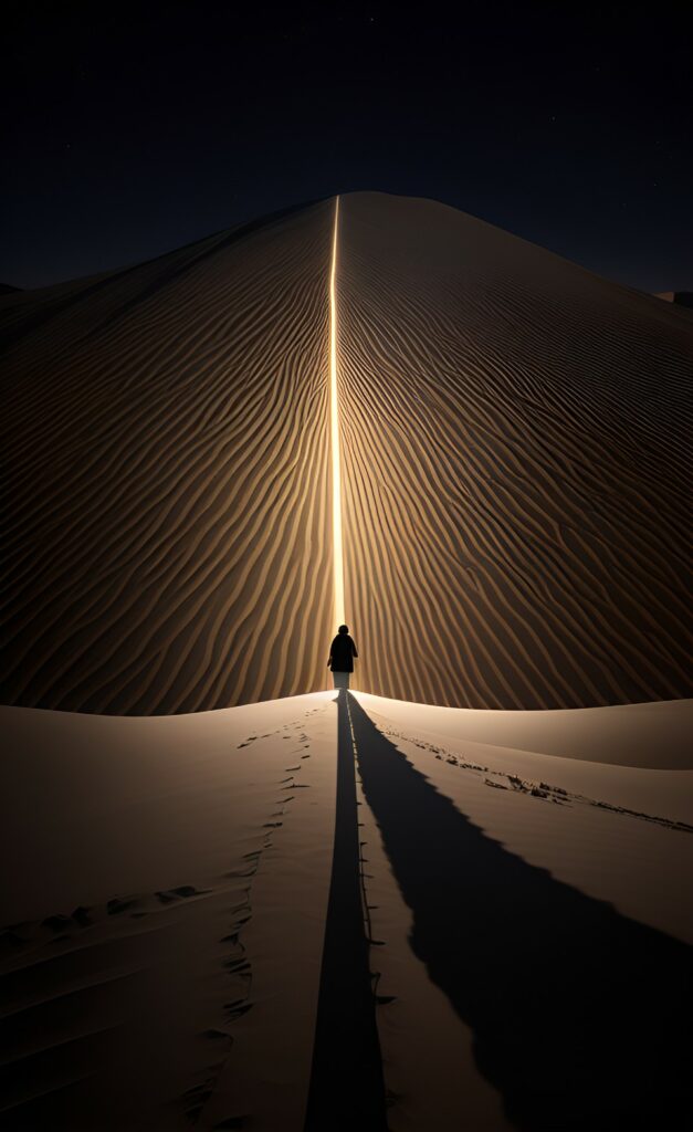 walking alone on a path in the desert