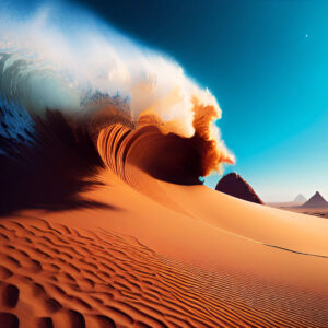 Photograph of surfing a wave of sand