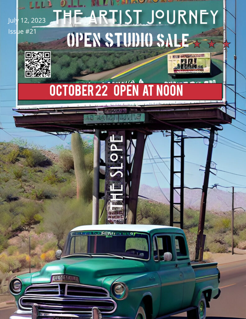 graphic promoting open studio sale