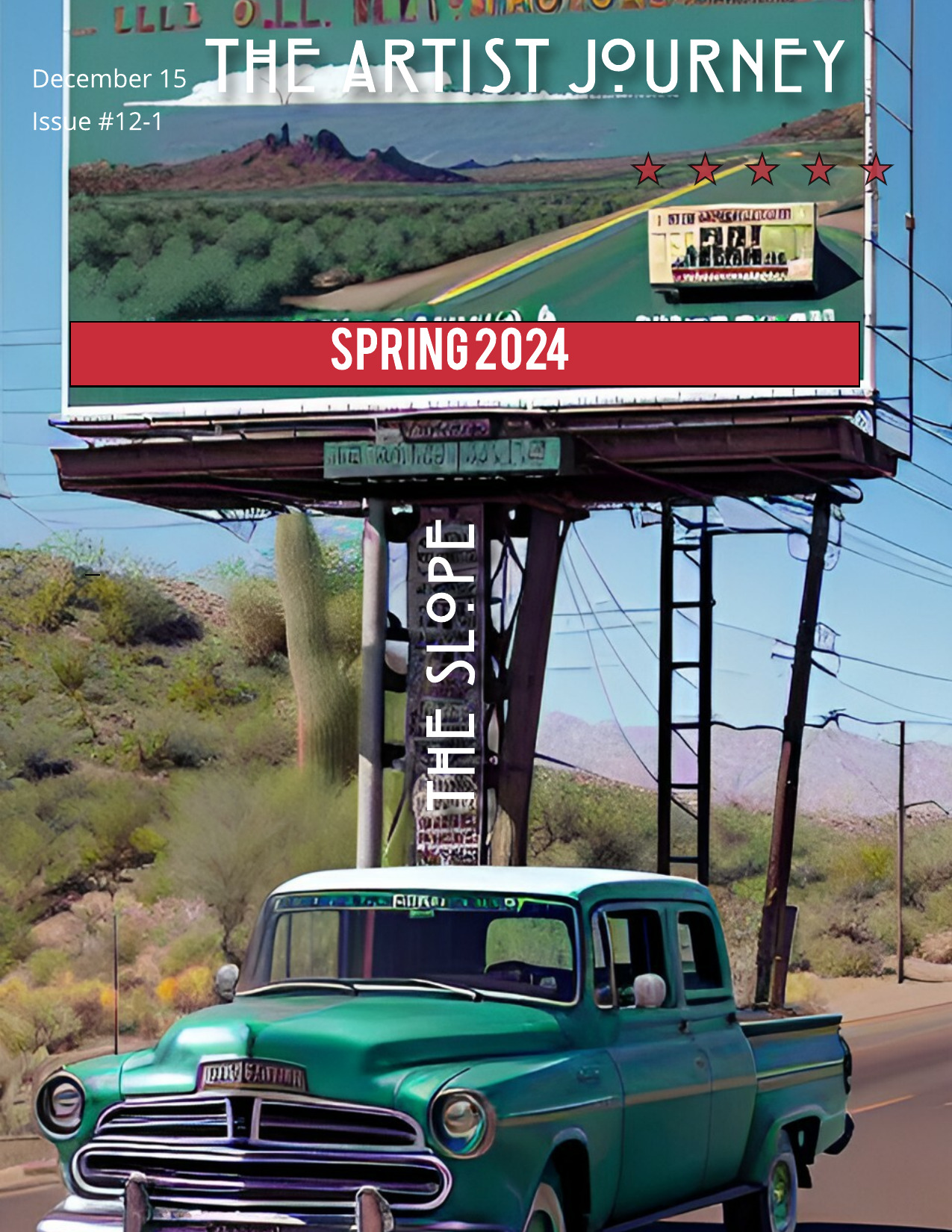 Image of a billboard depicting a magazine cover of: The Artist Journey 