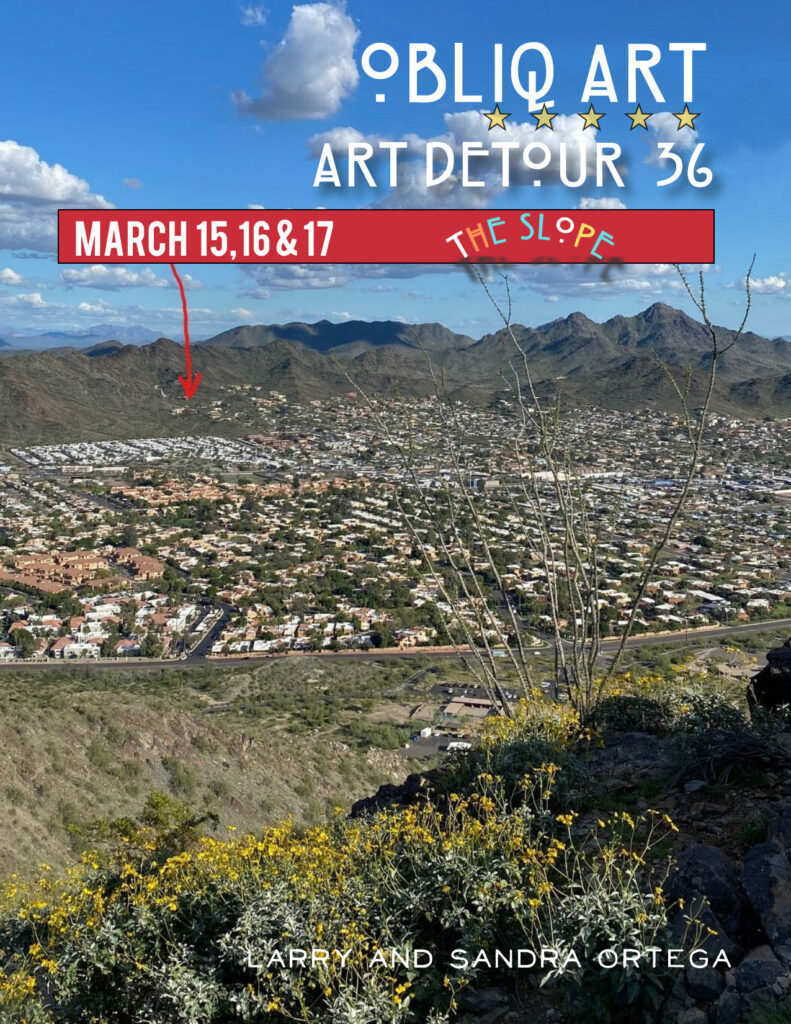 aerial photo of Sunnyslope and red arrow pointing to Obliq Art.